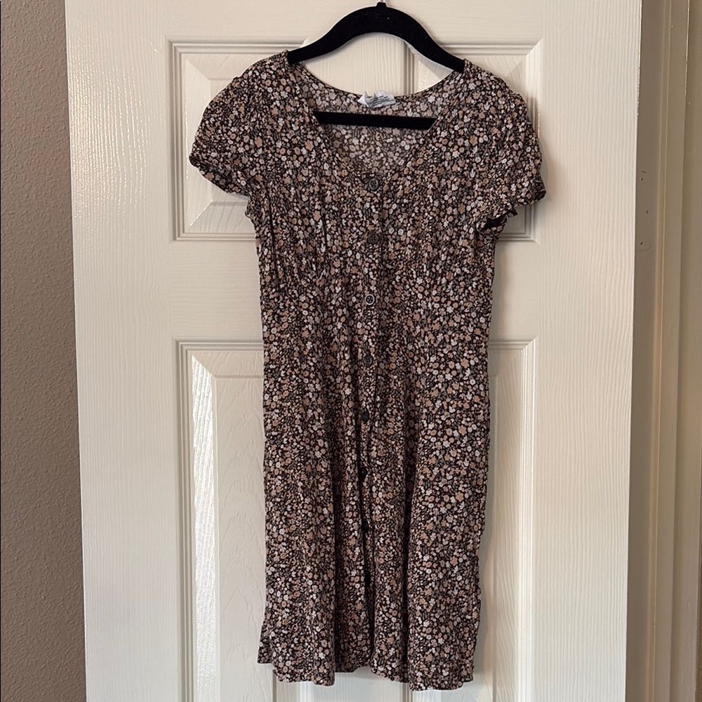 GAP Brown and White Smocked Mini Sundress